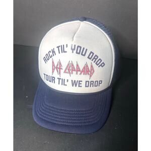 y2K Def Leppard Hat Snapback Cap Men Band Rock Music 90s Mesh Trucker